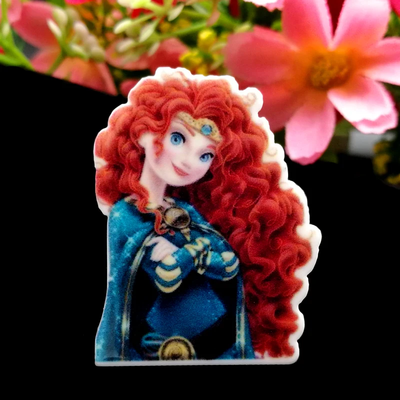 

40pcs/Lot 35x27mm Princess Merida Resin Planar Cabochons Flatback DIY Flat Back Hair Bow Center Frame Card Making Embellishment