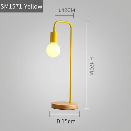 Скандинавская современная деревянная настольная лампа прикроватная тумбочка для спальни деревянные настольные лампы Muliticolor простые металлические настольные светильники декор комнаты Освещение E27 - Цвет абажура: Цвет: желтый