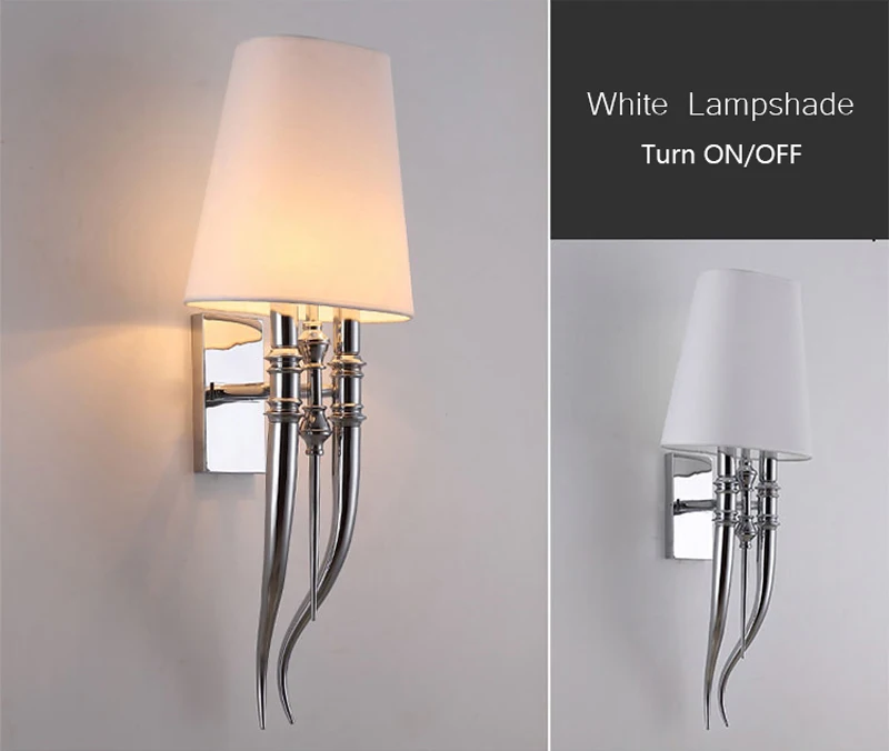 Modern Iron Claw Horn Cloth LED Wall Light Bedroom Bedside Wall Lamp Dining Living Room Wall Sconce Light Fixtures (7)