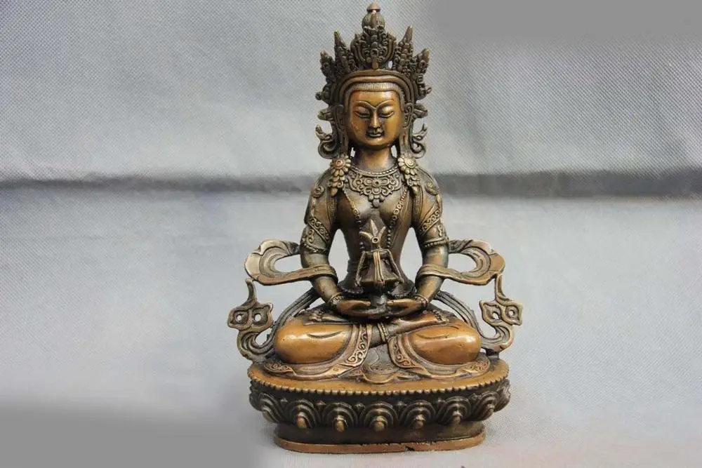 

Tibet Buddhism Temple Copper Bronze Longevity Amitayus Guan Yin Kwan-yin Buddha SD 506