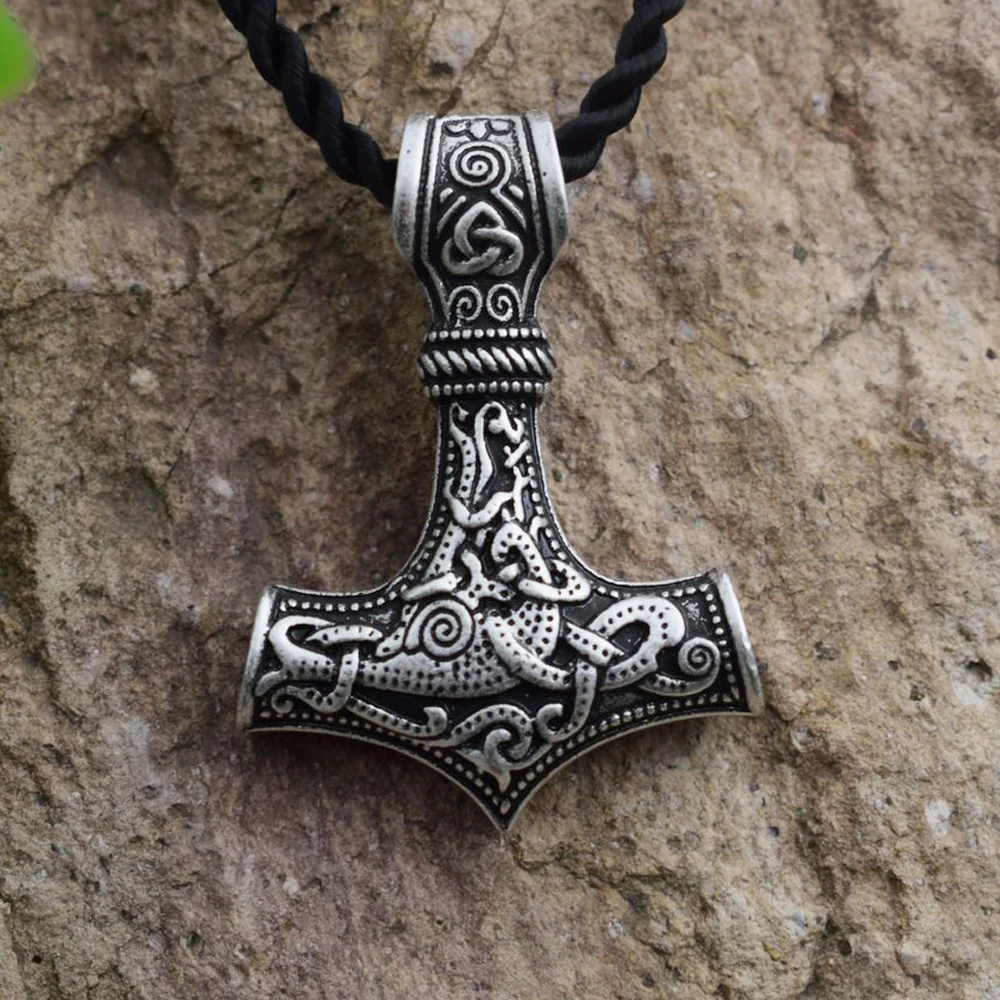 SanLan подвеска с символикой викингов Thors Молот Мьёльнир Necklace Руна Amulet No|Ожерелья