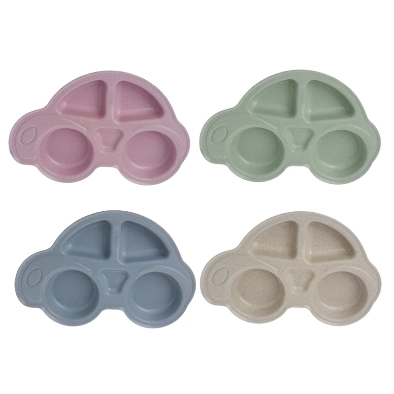 

NoEnName-Null Cartoon Car Baby Feeding Dinnerware Wheat Straw Tableware for Baby Kids Dishes ECO-friendly Children Plates