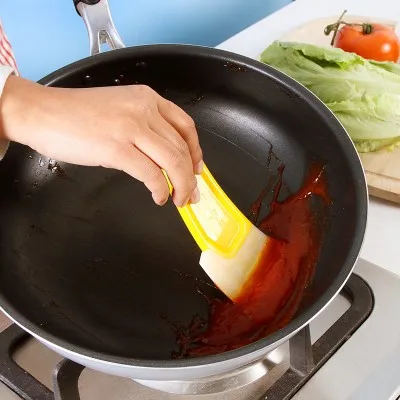 

BF040 kitchen cooking tools The silicone bottom non-stick oil scraper Brush pot artifact Clean brush paste board 18.5*7*0.8cm