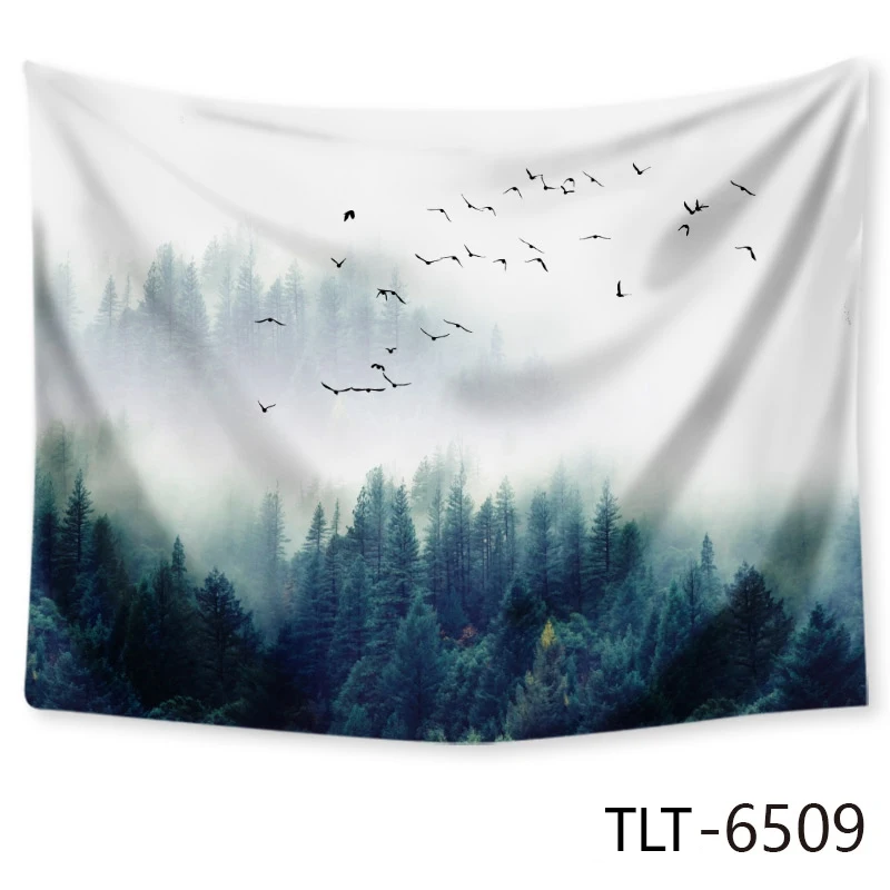 Mountains Bird Animal Tapestry Wall Carpet Cloth Hanging Leaf Home Decor Beach Mat Printing Polyester Living Room Mat - Цвет: TLT6509