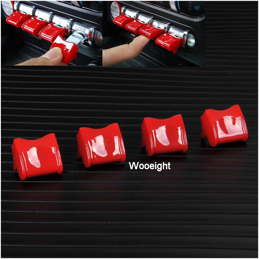 4Pcs Car Styling ABS Interior Center Decoration Cap Control Navigation GPS Button Knob Cover For Ford Mustang 2015 2016 2017