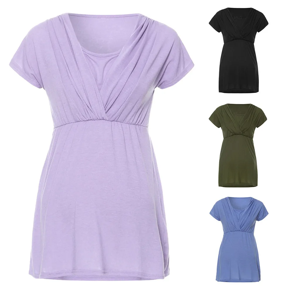 Женская однотонная Пижама для беременных, для малышей, для беременных, многофункциональная блузка, femme enceinte, футболка, ropa verano mujer