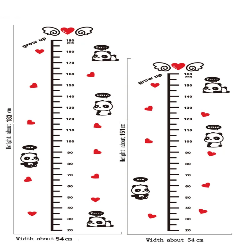 Мультяшная панда, измеряющая рост Наклейка на стену, 3D акриловая наклейка для детской комнаты, декор на стену, s, Детская линейка для роста, наклейка