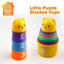 MiniTudou 8PCS Educational Baby Toys 6Month+ Figures Letters Foldind Stack Cup Tower Children Early Intelligence