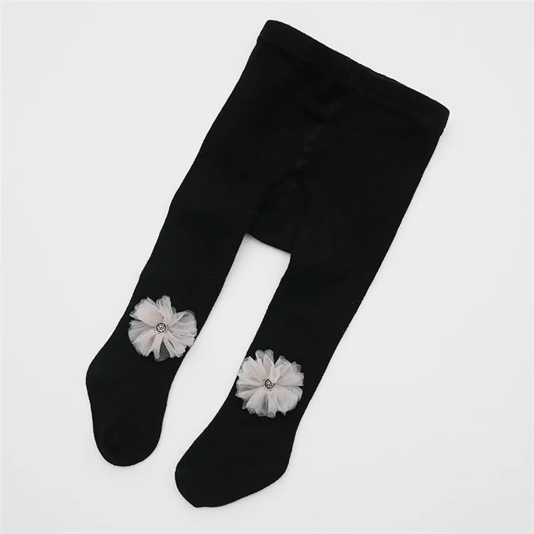 Fashionable lace flowers girls pantyhoses baby cotton dancing pantyhose girls white black gray pink pantyhose 01-4