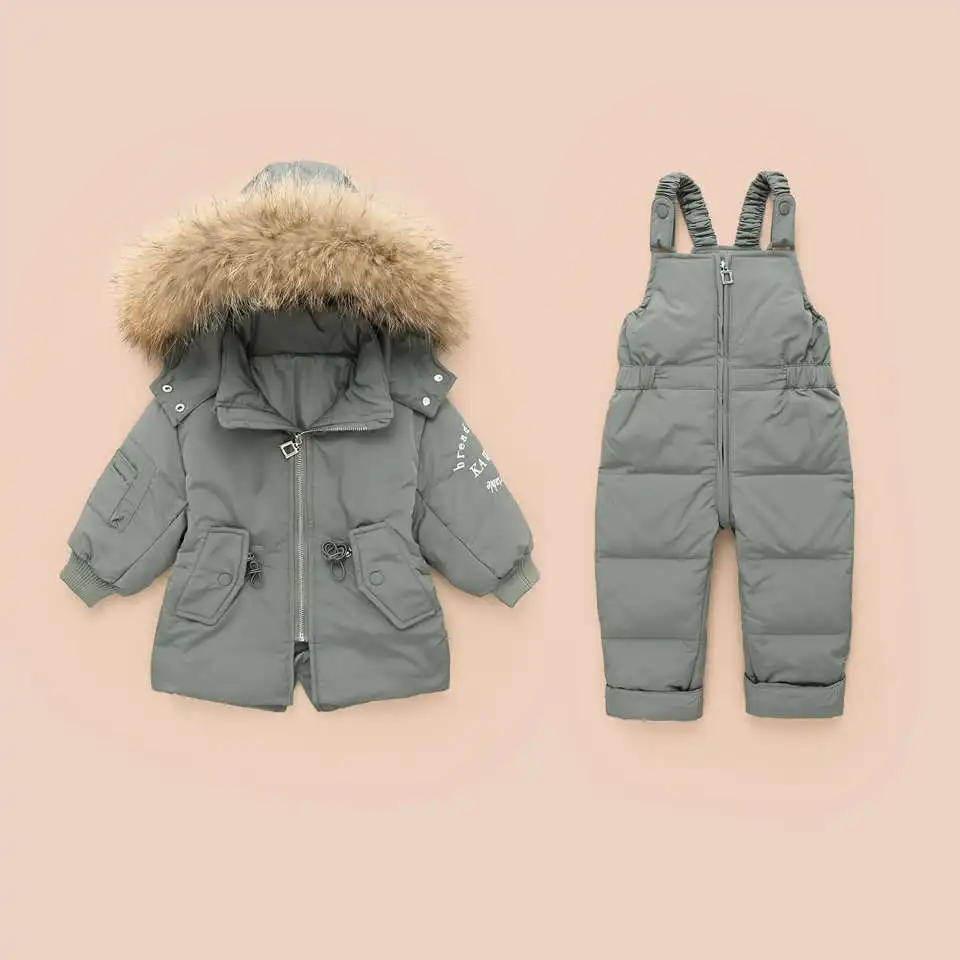 Детский зимний комбинезон-30 градусов, русская зимняя детская куртка на утином пуху пальто для мальчиков утепленная верхняя одежда для