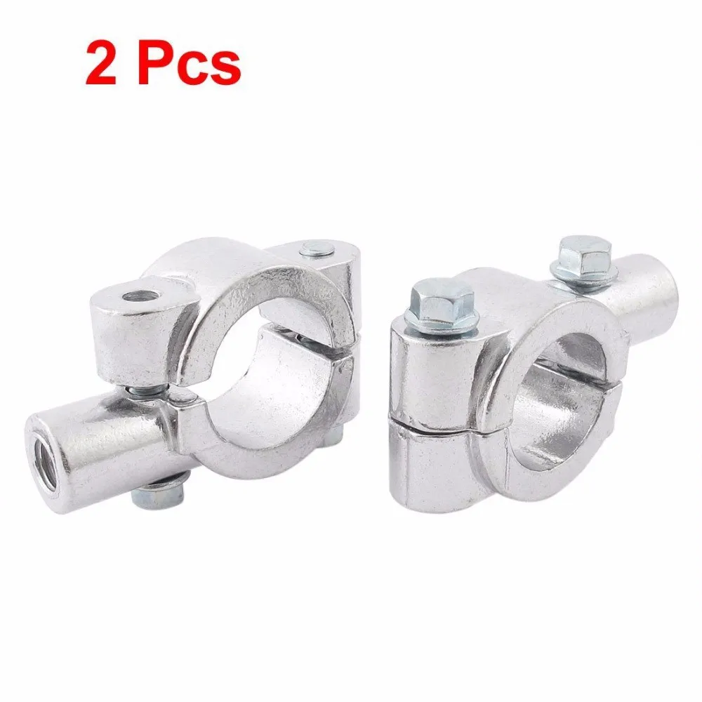 Universal-Motorcycle-7-8-Handle-Bar-Mirror-Mount-Holder-Clamp-Adaptor-Silver-Pair-