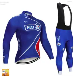 2019 Pro FDJ Команда куртки 16D Pad брюки для девочек костюм Ropa Ciclismo мужские с длинным рукавом Велосипедный спорт Майо Culotte Костюмы Джерси