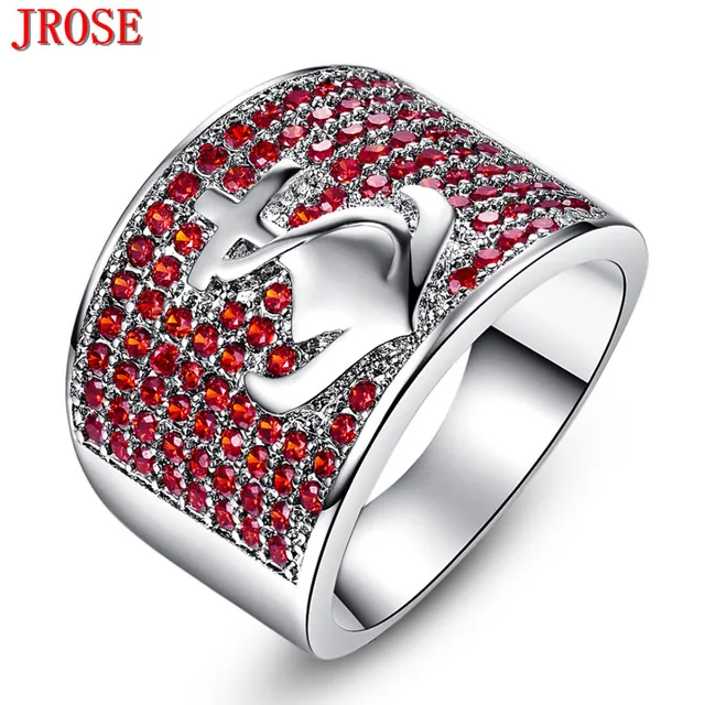 Jrose Wedding Band Anchor Fashion Jewelry White Gold Color Garnet Jrose Wedding Band Anchor Fashion Jewelry White Gold Color Garnet Purple Ring Size 6 7