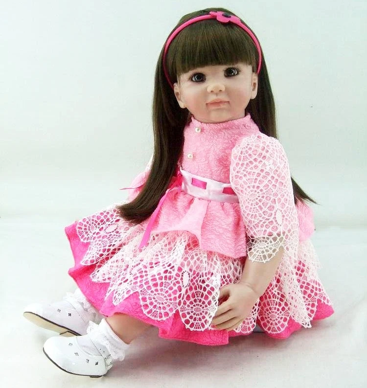 

Real soft Silicone 60 cm Pretty Girl Reborn Doll Toys 24'' Doll Reborn Lifelike allive toys high quality Xmas Birthday Gift
