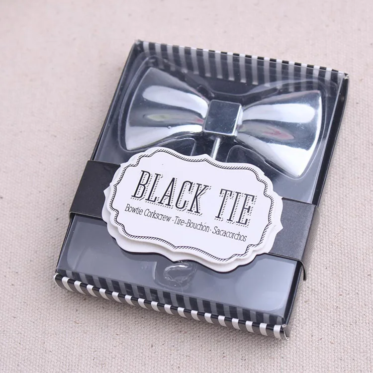 Black Tie wine stopper in gift box wedding favor