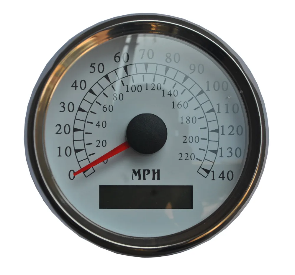GPS 12V 24V 140MPH Universal MPH Speedometer Gauge White Panel Chrome