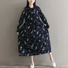 Mferlier Chiffon Dress Women Bow Collar Long Sleeve Retro Floral Print Mori Girl Artsy Green A Line Casual Dress ► Photo 3/6