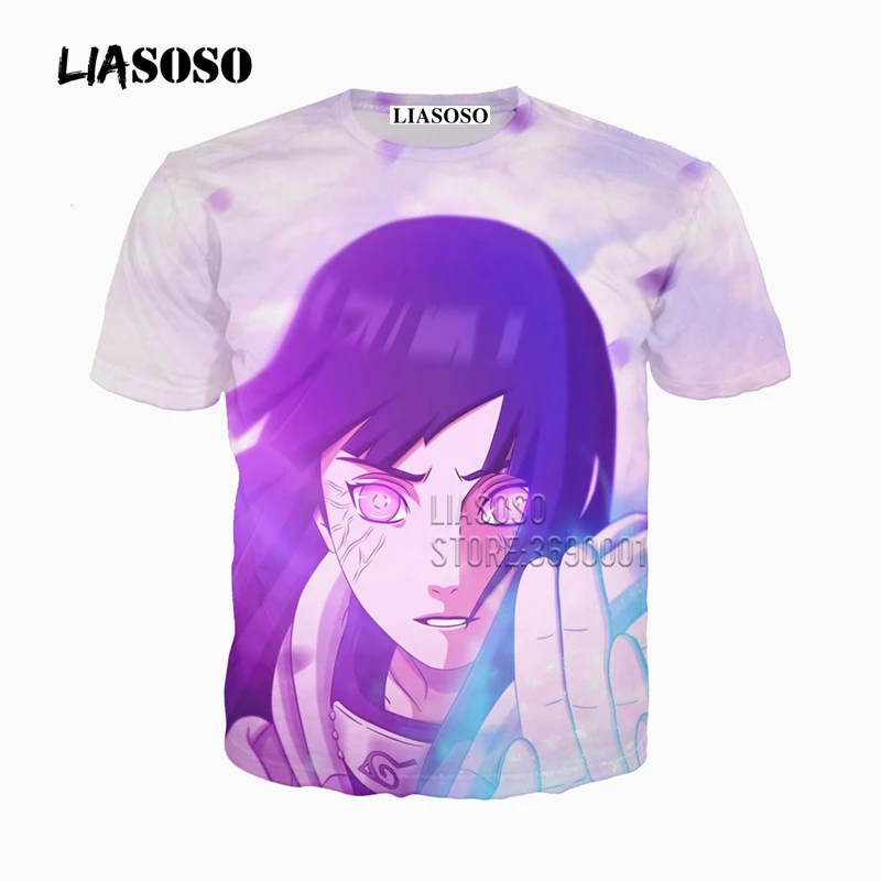 

LIASOSO 3D Print Women Men Anime NARUTO Lovers Hyuga Hinata Uzumaki Naruto O-neck Tshirt Summer T-shirt Casual Tops X2286