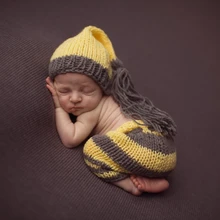 Новорожденных Опора кнопка для фотосессии наряд крючком дерево buttoncrochet Вязание костюм комплект Шапки и брюки FR024