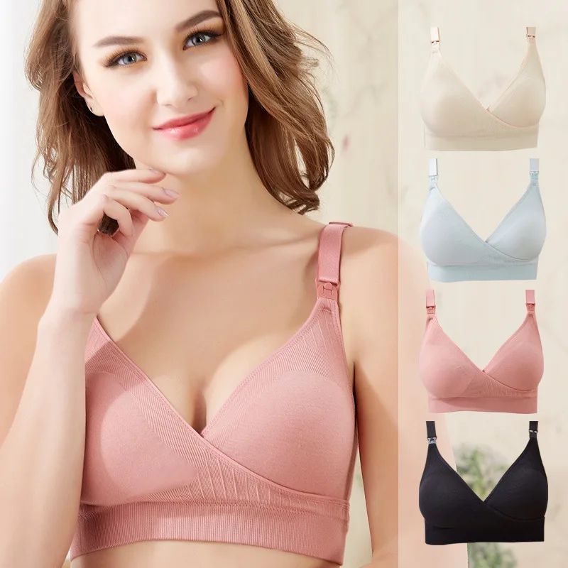 [Gifts and long buckles] pregnant women underwear without steel ring nursing bra cross before opening buckle feeding clothes