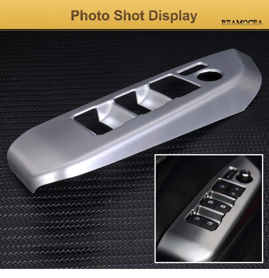 Reamocea 4Pcs ABS Chrome Silver Door Window Panel Switch Cover Trim Decals For Toyota Highlander 2014 2015 2016 2017 (9)