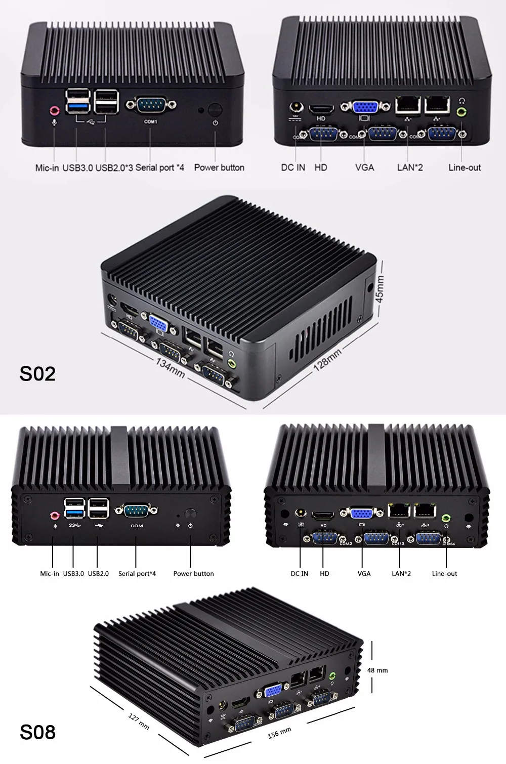 Intel Celeron J1900 mini computer 4 RS232 Dual Lan Firewall Nettop K190P Linux Windows 10 Mini Server Fanless mini pc