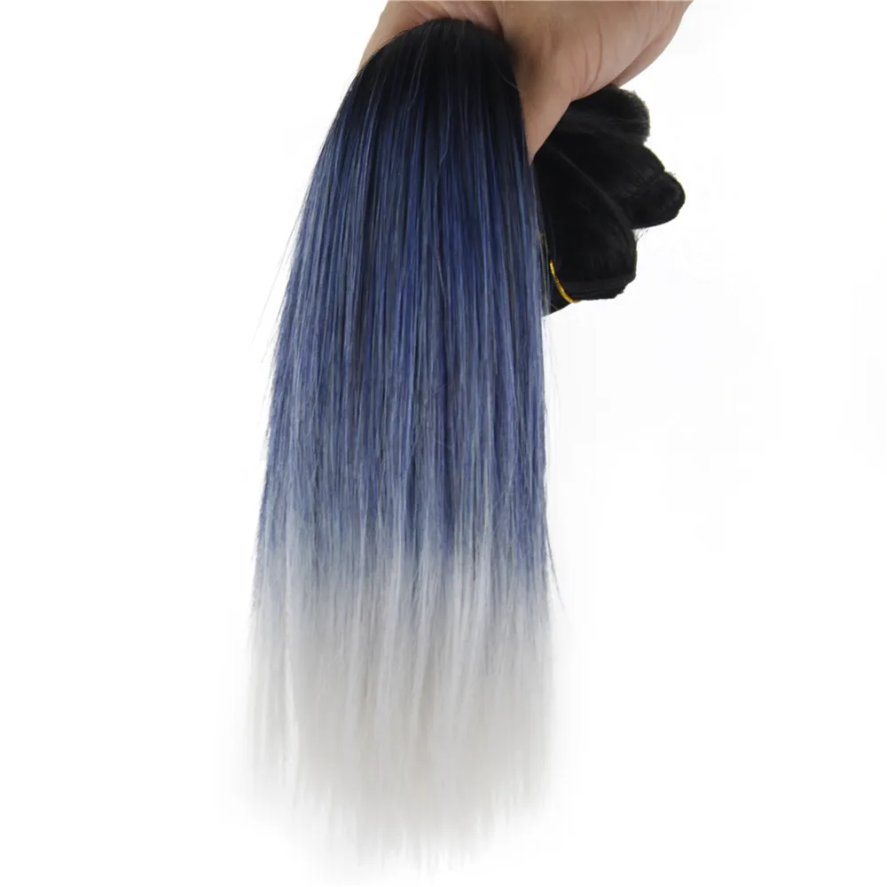 Серые пучки волос "омбре" дешевые курчавые прямые волосы 3 упак./лот 90 г/упак. 1" синтетическая ткань yaki волос