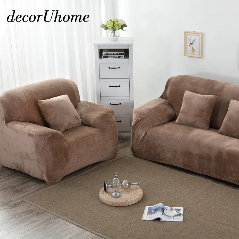 decorUhome All inclusive Elastic Slipcover Camel Soild Towel Thick