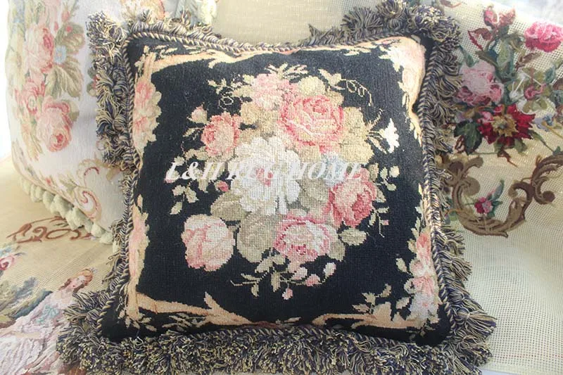 15 K 1" X 16" игольная Подушка, ручной работы шерстяная подушка с цветочным дизайном без вставок