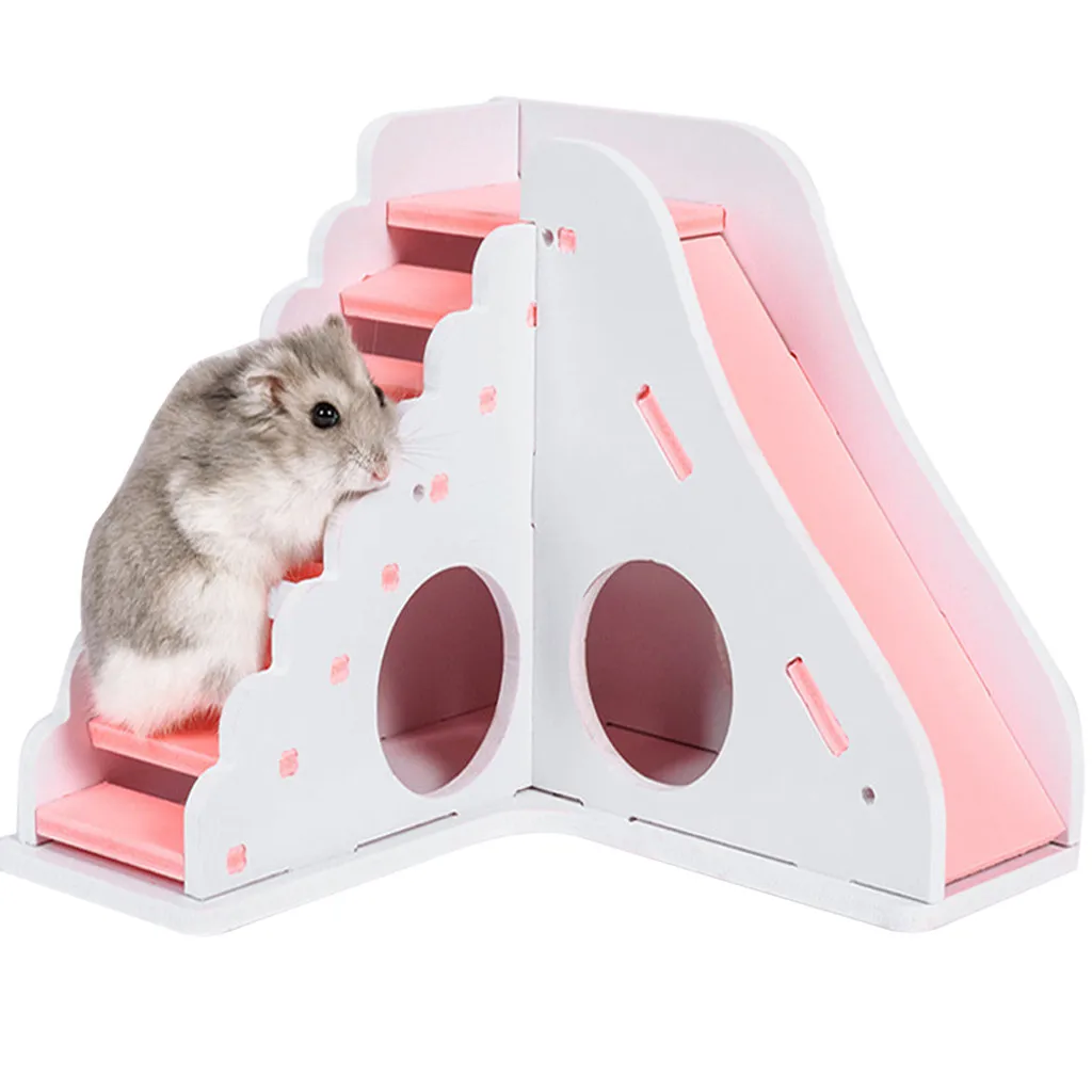 

Small Pet Toy Entertainment Game House Color Hamster Wooden Toy Ladder Sport High-quality Hamster guinea pig slide toy#81930