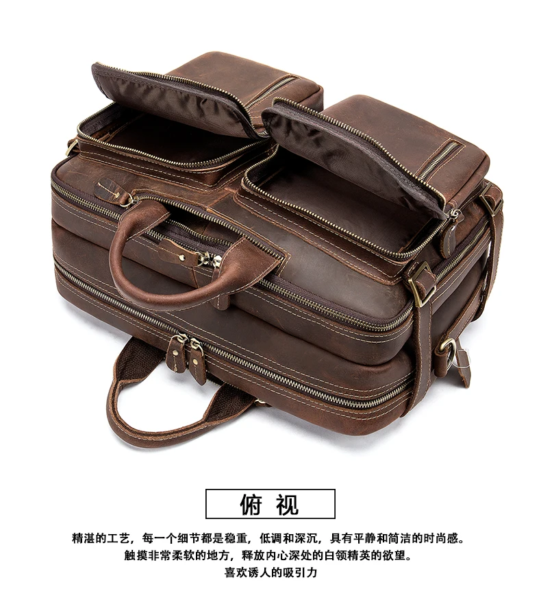 SEABIRD мужской портфель с несколькими карманами Ретро настоящая кожаная сумка редкая Crazy Horse кожаная сумка для ноутбука деловая сумка
