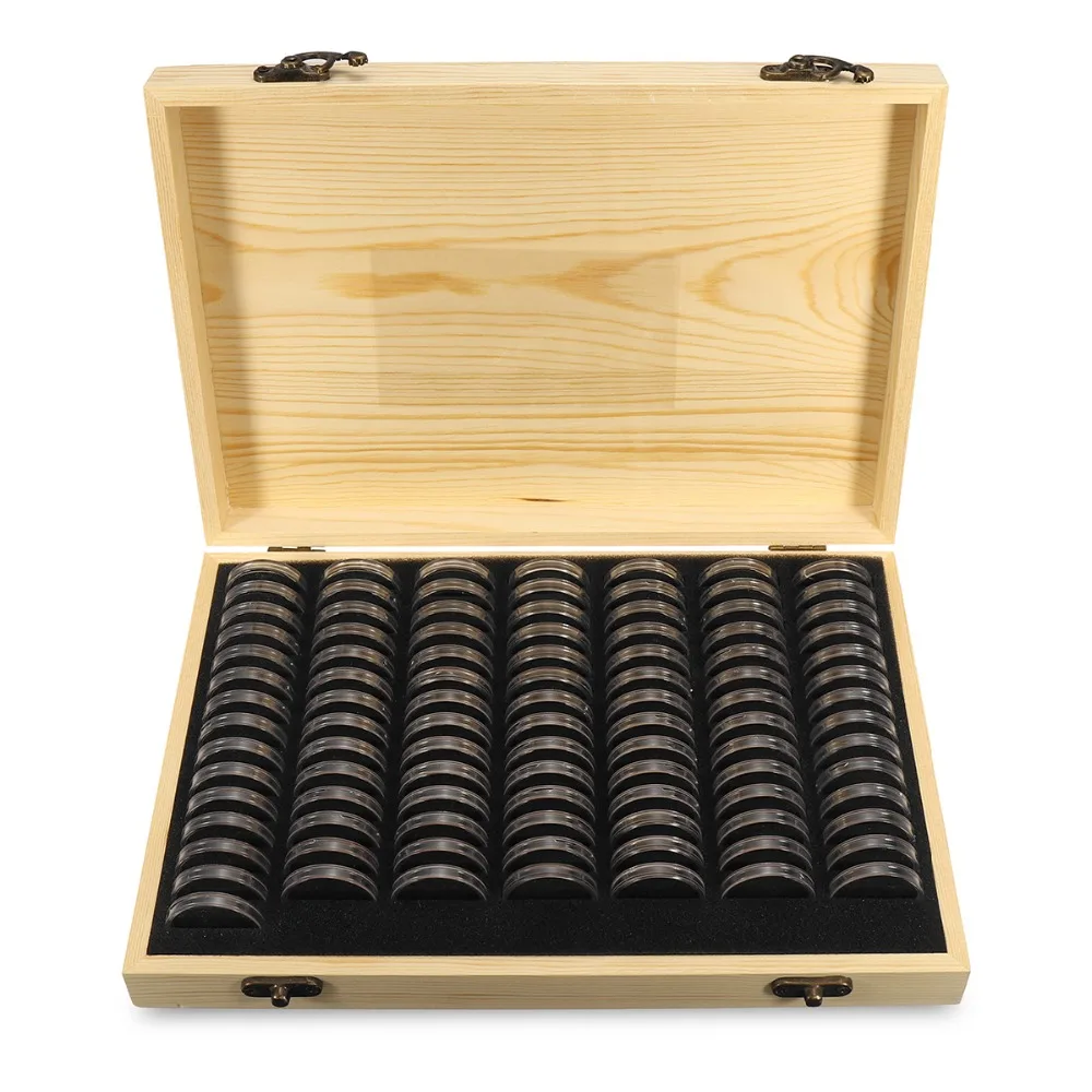 

Coin Capsule Holder 25/27/30MM Home Storage Case Wooden Container Storage Box Display Case