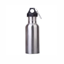 500 ML Deportes Al Aire Libre Ciclismo Botella de Agua Frasco de Boca Ancha de Acero Inoxidable con Mosquetón Bicicleta Ciclismo Botella de Agua