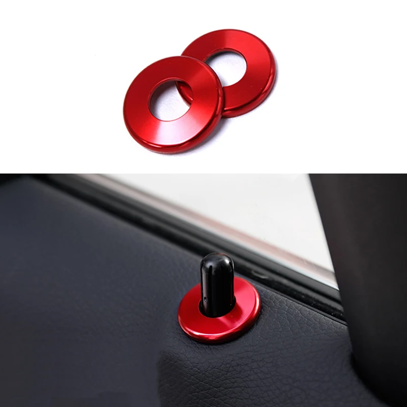 2x Aluminum Door Lock Pins Pin Cover Trim for Mercedes Benz C Class