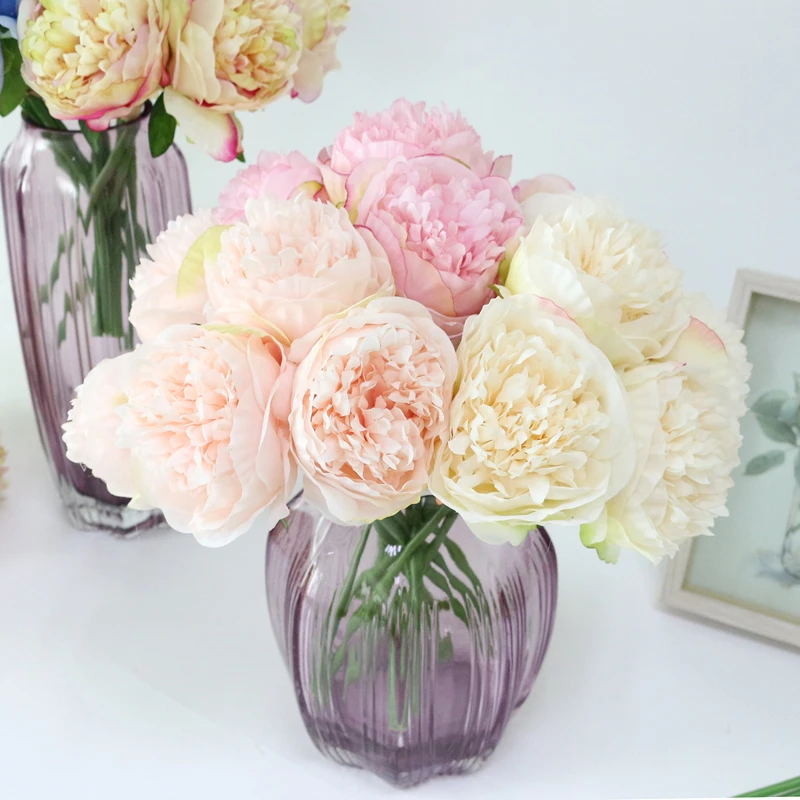 Silk flower wedding bouquet peony dahlias Artificial flowers fall vivid fake wedding flower bridal bouquets decoration (4)