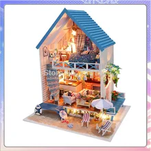 13830 Hongda DIY деревянный кукольный домик большая вилла праздник кукольный дом Миниатюрный с светодиодный игрушки с огоньками