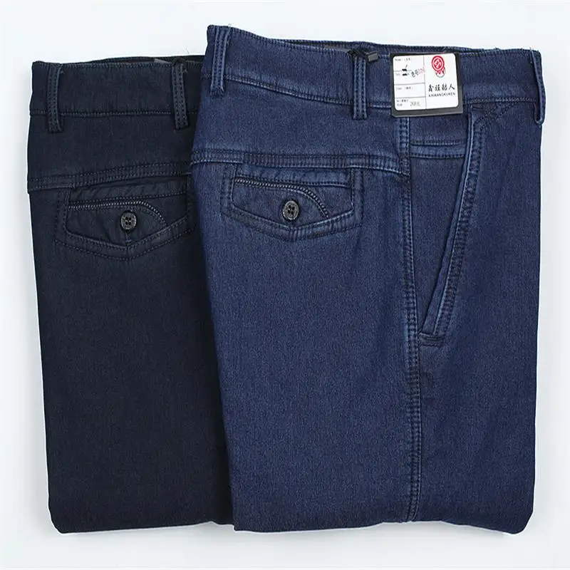 Мужские зимние вельветовые утепленные прямые джинсы с высокой талией деловые повседневные теплые брюки большой размер 30-40