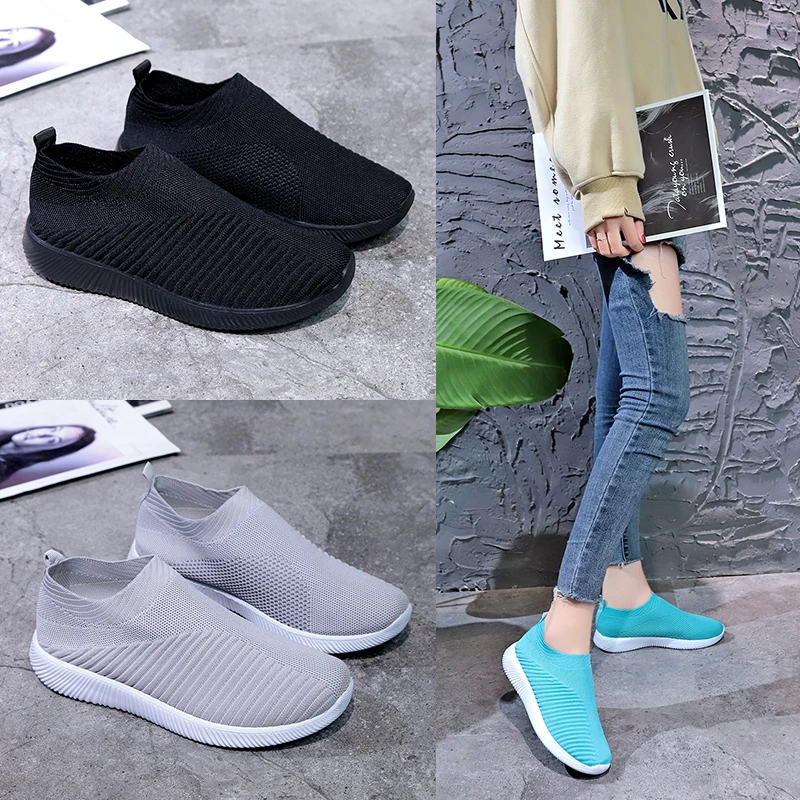 

Bjakin Summer Socks Sneakers for Women Running Shoes Stretch Slip On Sports Shoes Lightweight Ladies Flats Footwear Plus Size 43