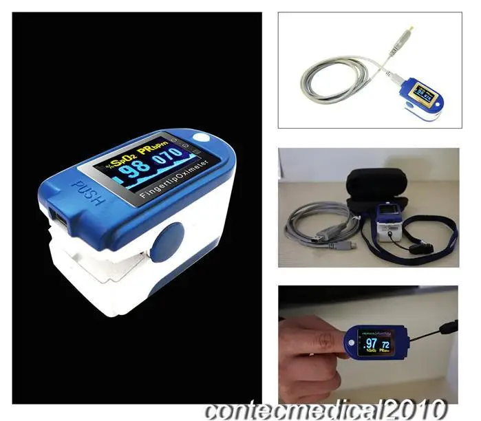 

3 pic CONTEC Pulse Oximeter 24 hours Recorder Spo2+USB+Software,CMS50D+ Blood Oxygen oximetro de dedo portatil