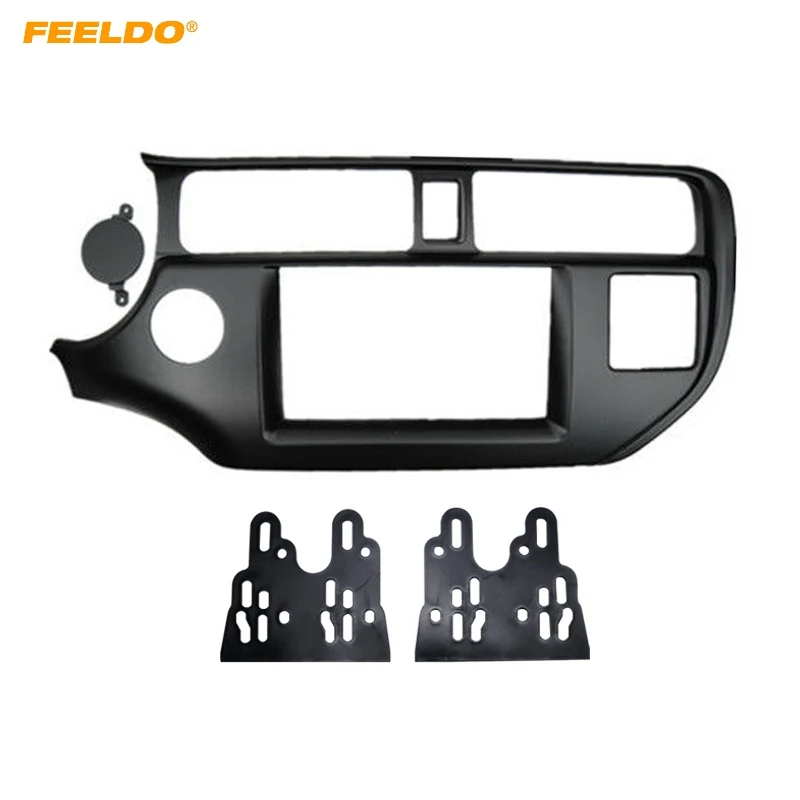 

FEELDO 2Din Car Refitting DVD Radio Fascia Frame for KIA Rio/K3/Pride 2011+(LHD) Stereo Dashboard Mount Panel Trim Kit #HQ5170