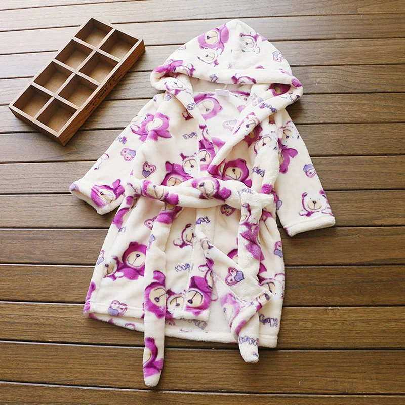 2 14T Hot Sale Children's Bathrobes Autumn and Winter Children Flannel