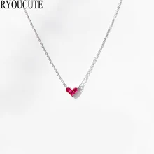 Новые ожерелья из стерлингового серебра 925 пробы в форме сердца для женщин Свадебные украшения кубический цирконий Длинные ожерелья ювелирные изделия Bijoux