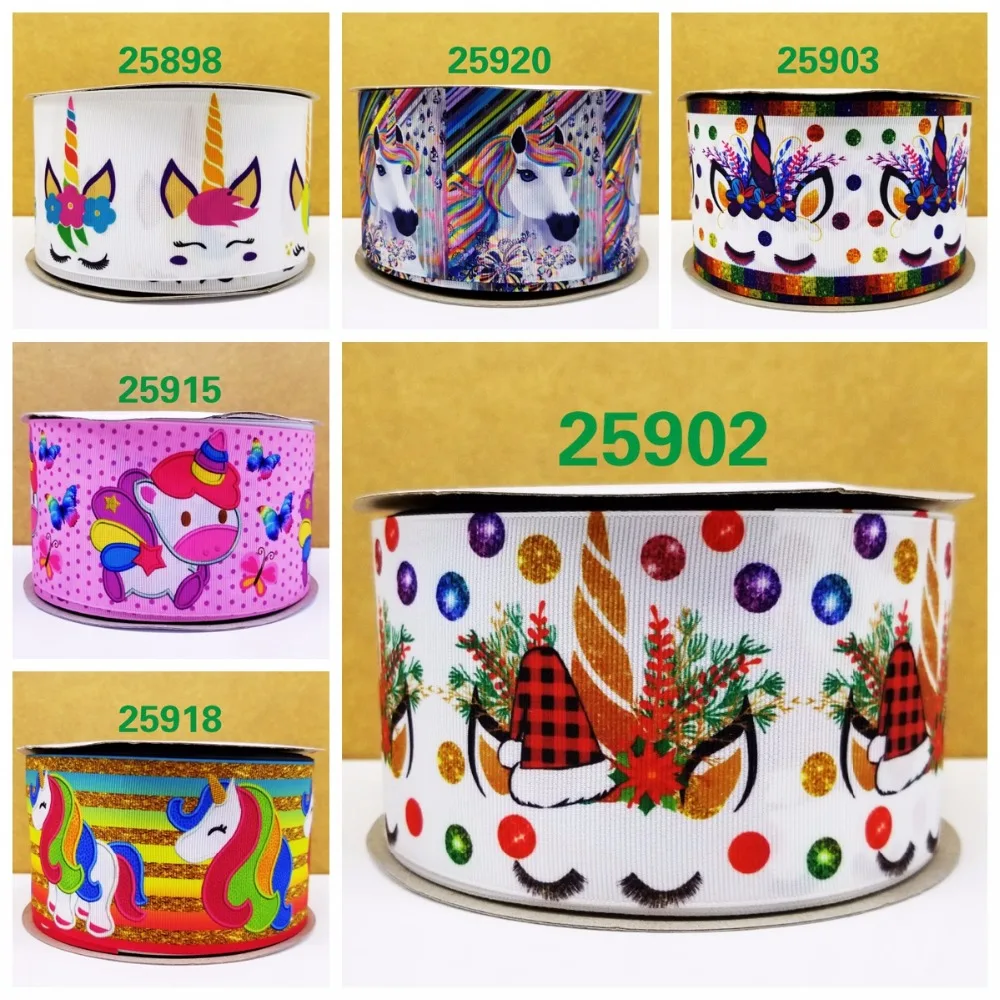 

Free shipping 50 yard per size unicorn ribbon printed grosgrain ribbon 25920