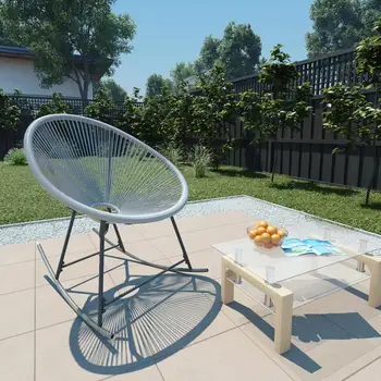 

Garden Rocking Chair Poly Rattan Grey Fashion Oval-shaped Rocking Chair For Bedroom Living Room Garden Chair Waterproof