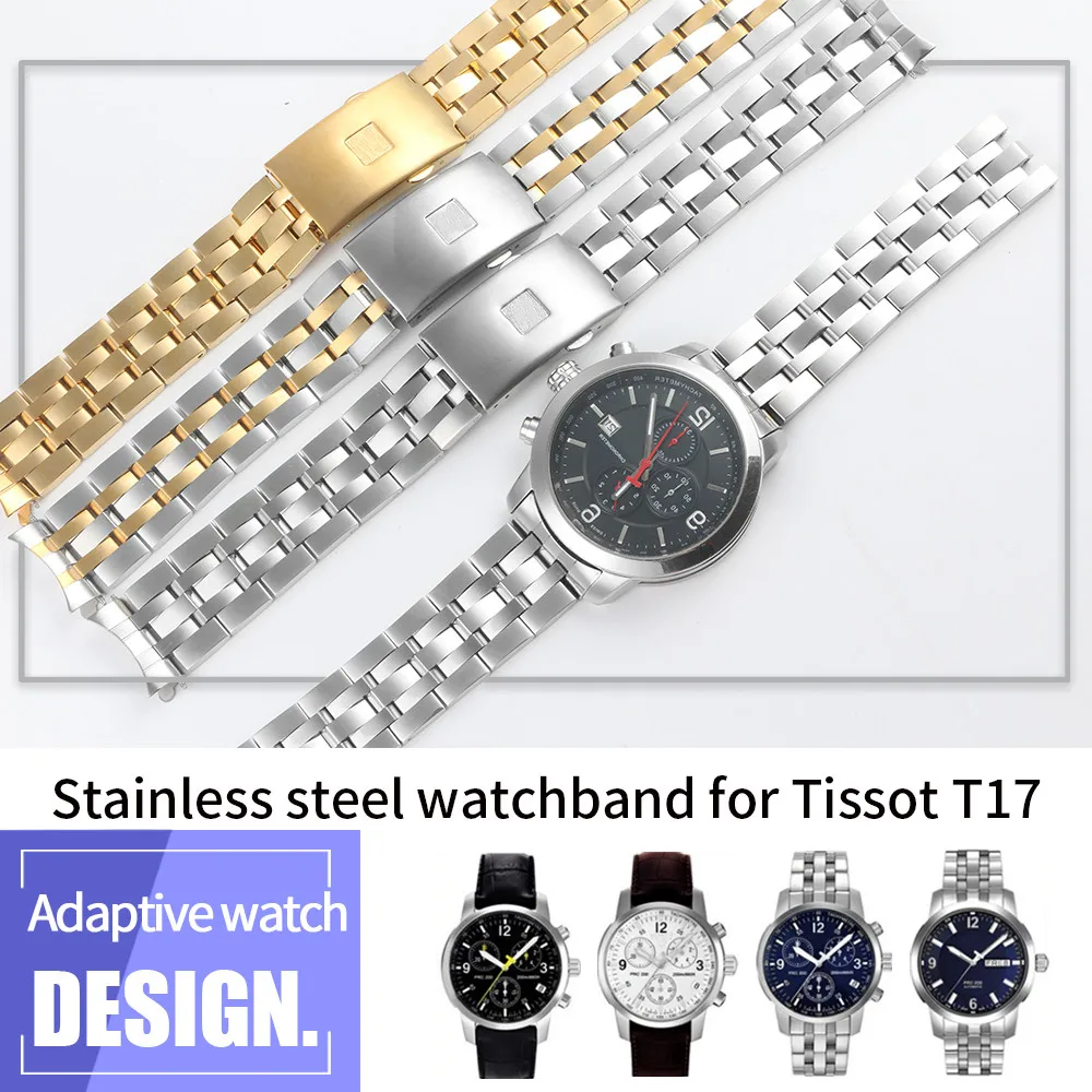 

Stainless Steel Watchband for Tissot Watch Strap Band 1853 PRC200 T17 T461 T055 T067 T014410 430 19mm 20mm Silver Two Tone Gold