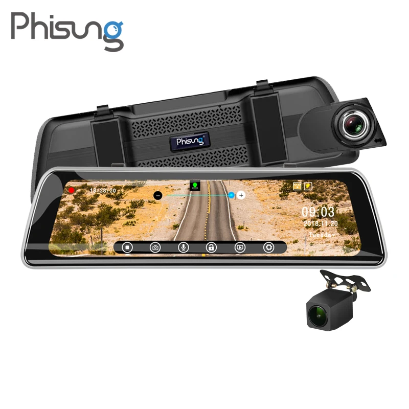 Phisung потоковая 9 35 &quotIPS сенсорная Автомобильная зеркальная видеокамера с GPS