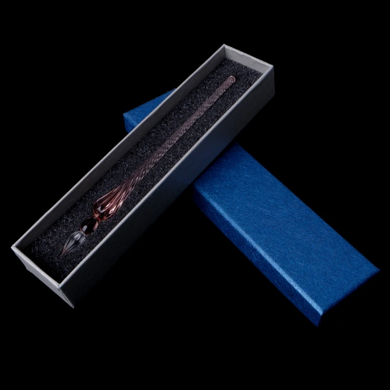 Винтажная стеклянная Dip окунающая ручка для подписи, наполнение чернилами, перьевые ручки с подарочной коробкой