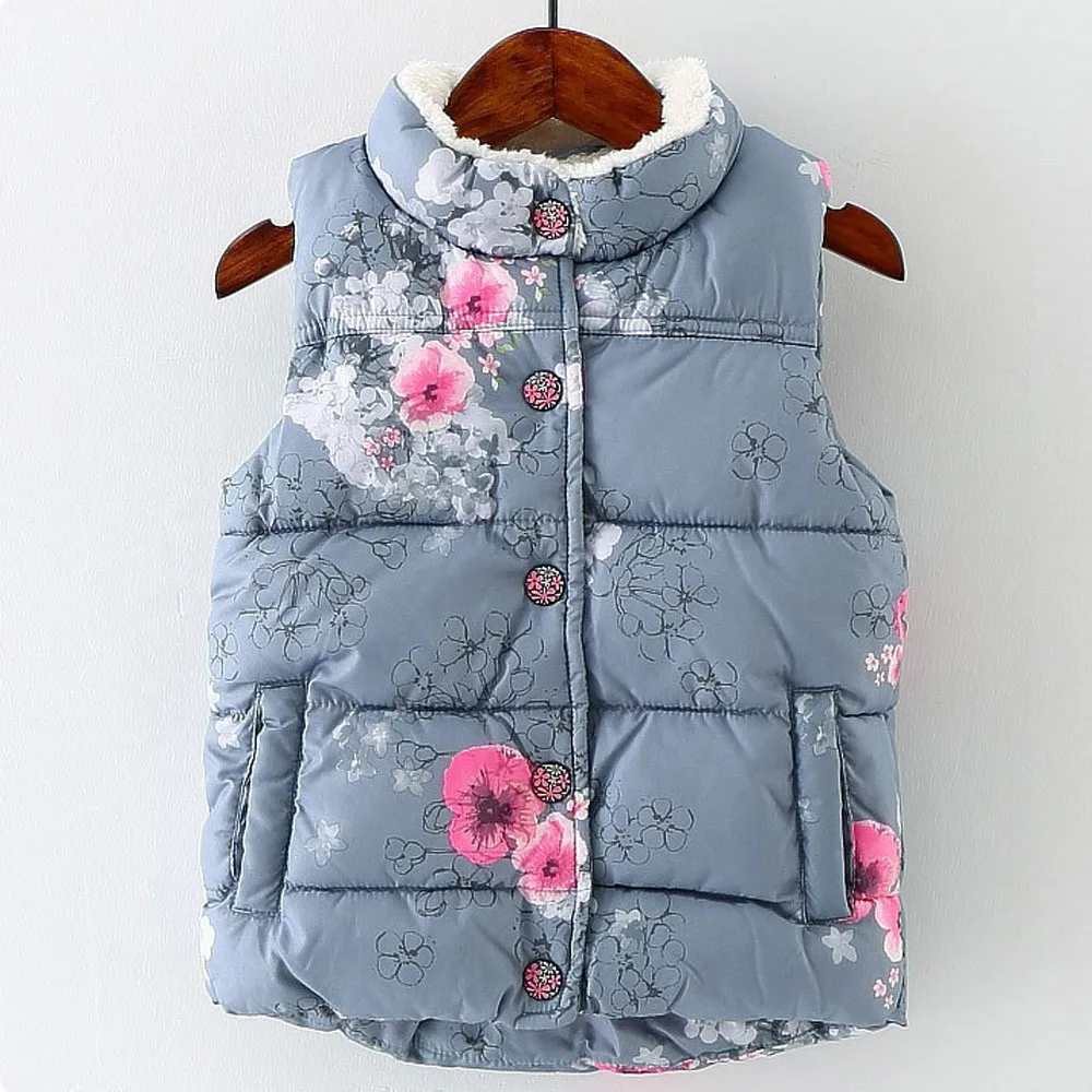 Kids Down Infant Floral Jackets Baby Toddler Warm Waistcoat Clothes