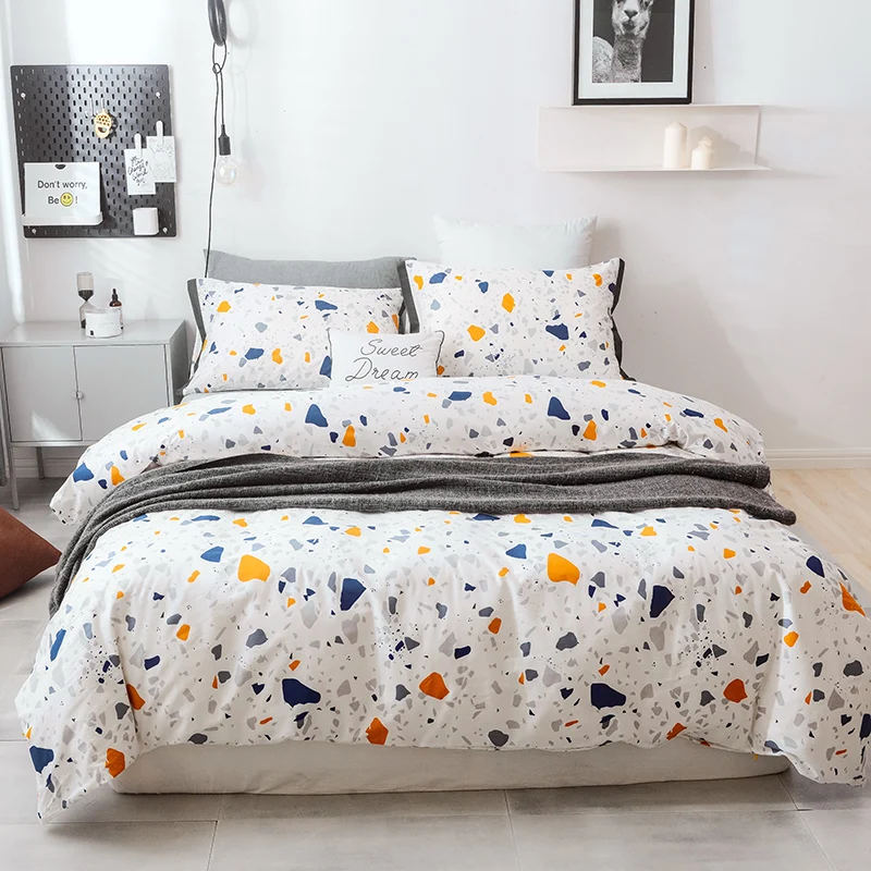 

Cartoon Color Triangle Pattern Bedding Set 3/4pcs Bed Linen Duvet Cover Kids Adult Brief Style Princess Home Textile Bedclothes