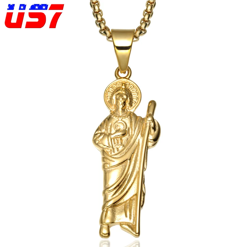 US7 Gold Religion Pendants Stainless Steel Necklaces For Men Collare